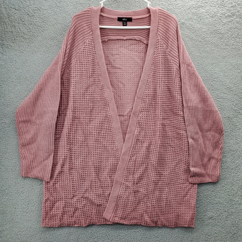 Ellos Cardigan Sweater Long Knit Women's Plus Size 1X 22/24 Pink